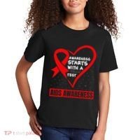 Hiv Awareness Red Ribbon World Aids Day Fighters Kids T-Shirt thumb 2