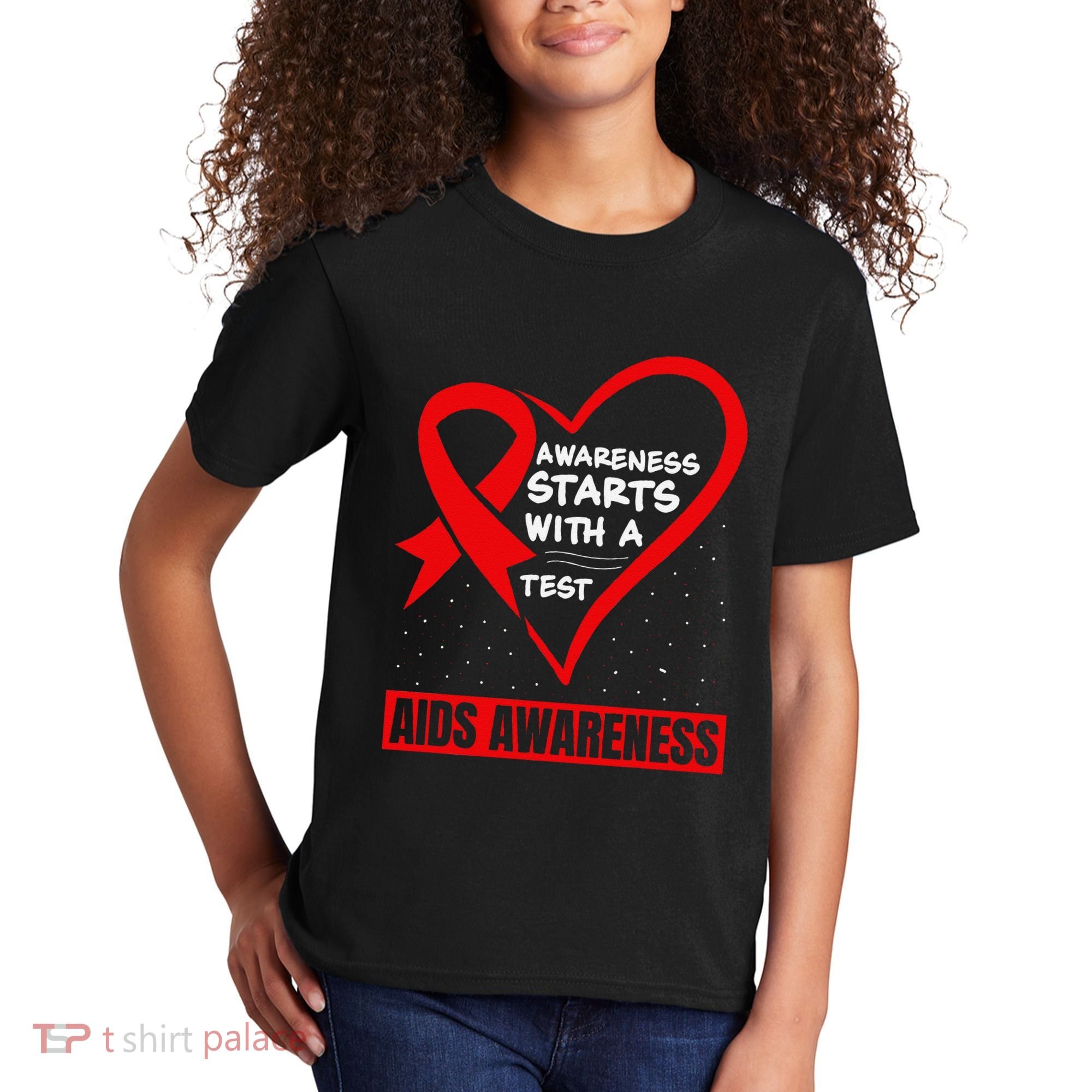 Hiv Awareness Red Ribbon World Aids Day Fighters Kids T-Shirt