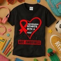 Hiv Awareness Red Ribbon World Aids Day Fighters Kids T-Shirt thumb 3