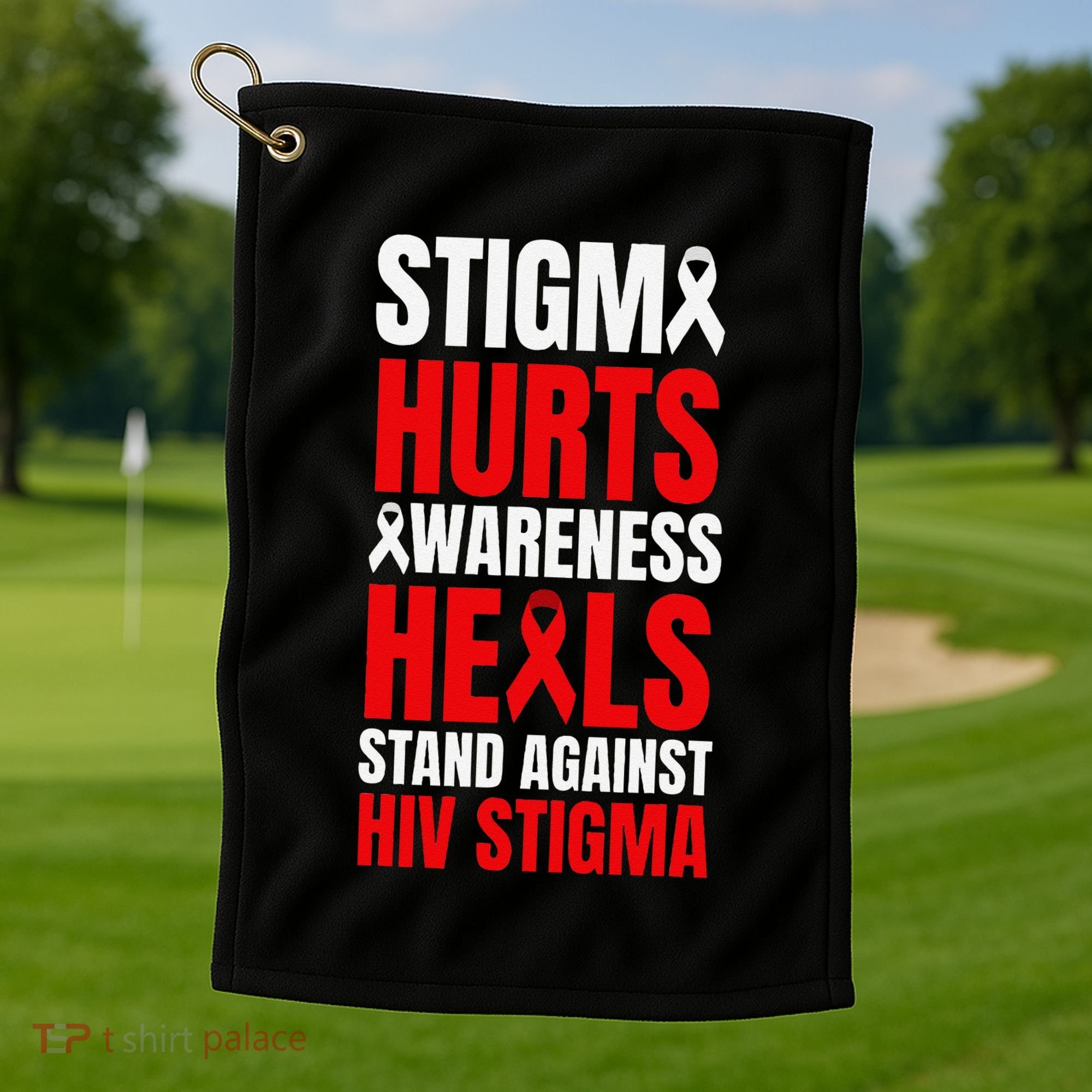 Hiv Awareness Red Ribbon World Aids Day Fighters Golf Towel