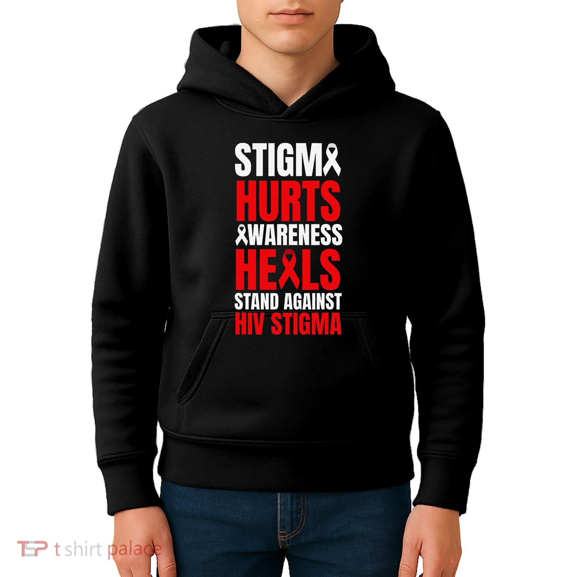 Hiv Awareness Red Ribbon World Aids Day Fighters Kids Hoodie
