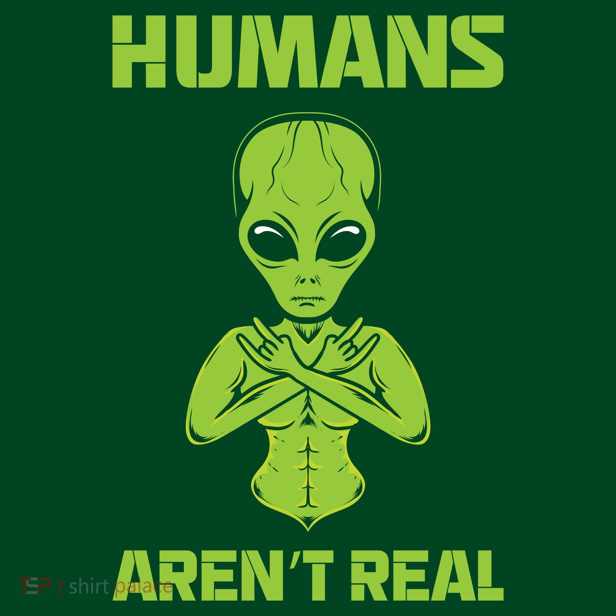 Humans Aren't Real Alien UFO Space Weird Funny Graphic Hoodie
