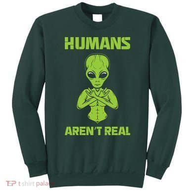 Humans Aren't Real Alien UFO Space Weird Funny Graphic Sweatshirt