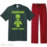 Humans Aren't Real Alien UFO Space Weird Funny Graphic Pajama Set thumb 0