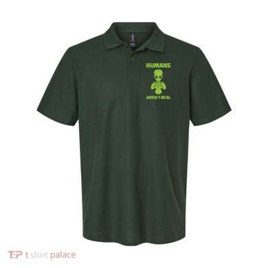 Humans Aren't Real Alien UFO Space Weird Funny Graphic Polo