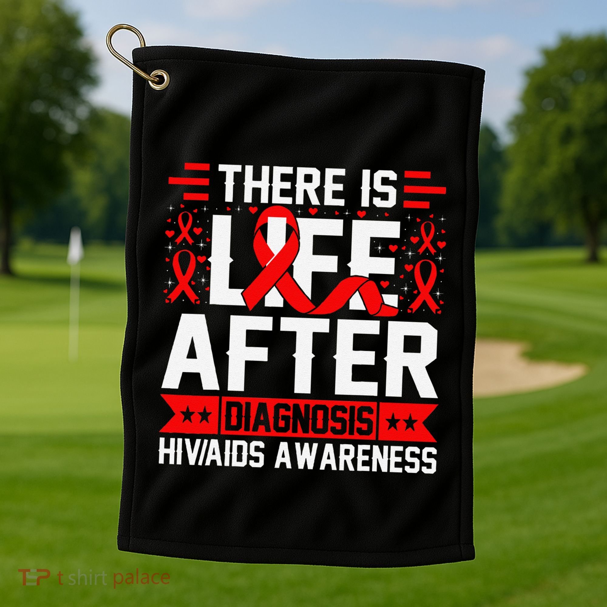 Hiv Awareness Red Ribbon World Aids Day Fighters Golf Towel