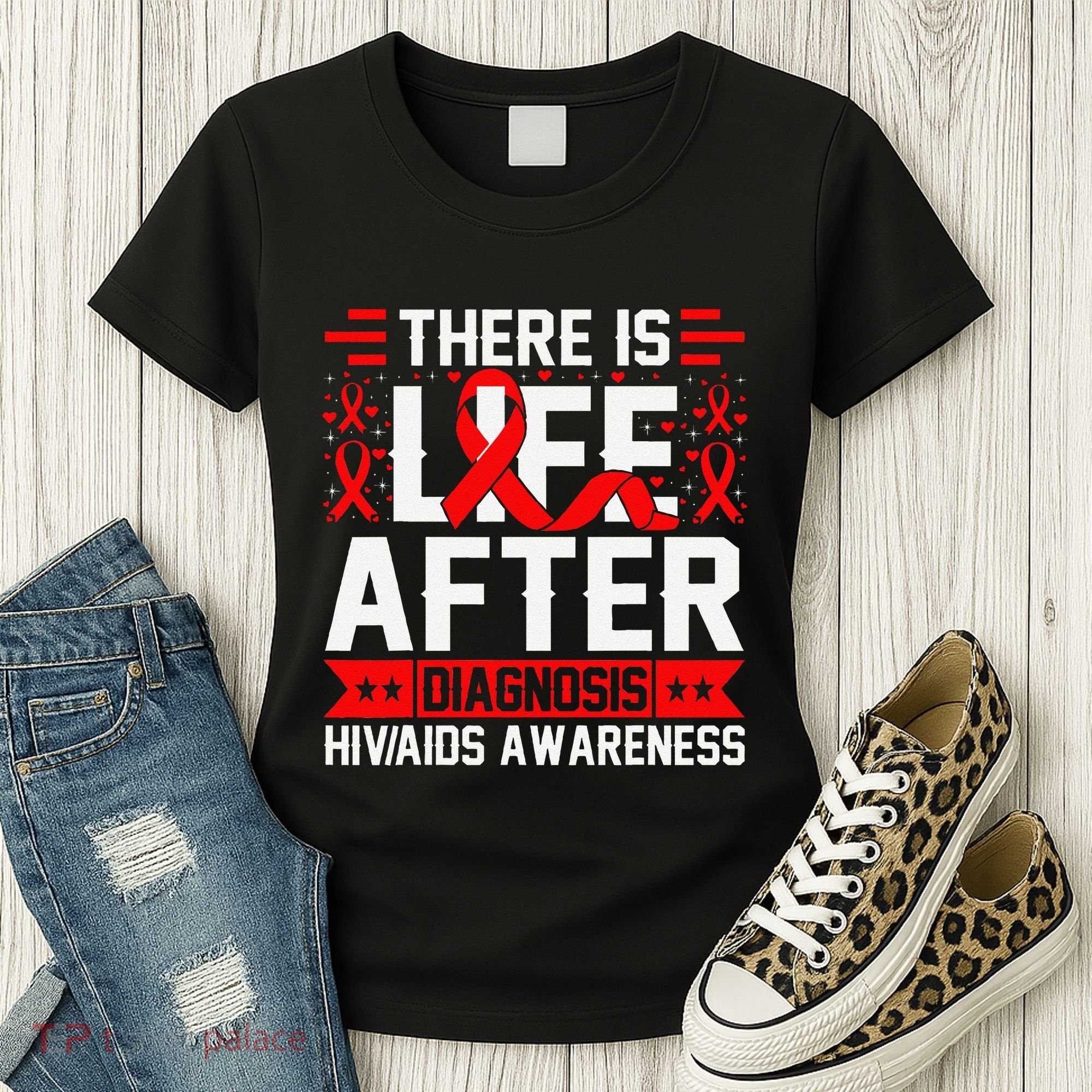 Hiv Awareness Red Ribbon World Aids Day Fighters Women's T-Shirt