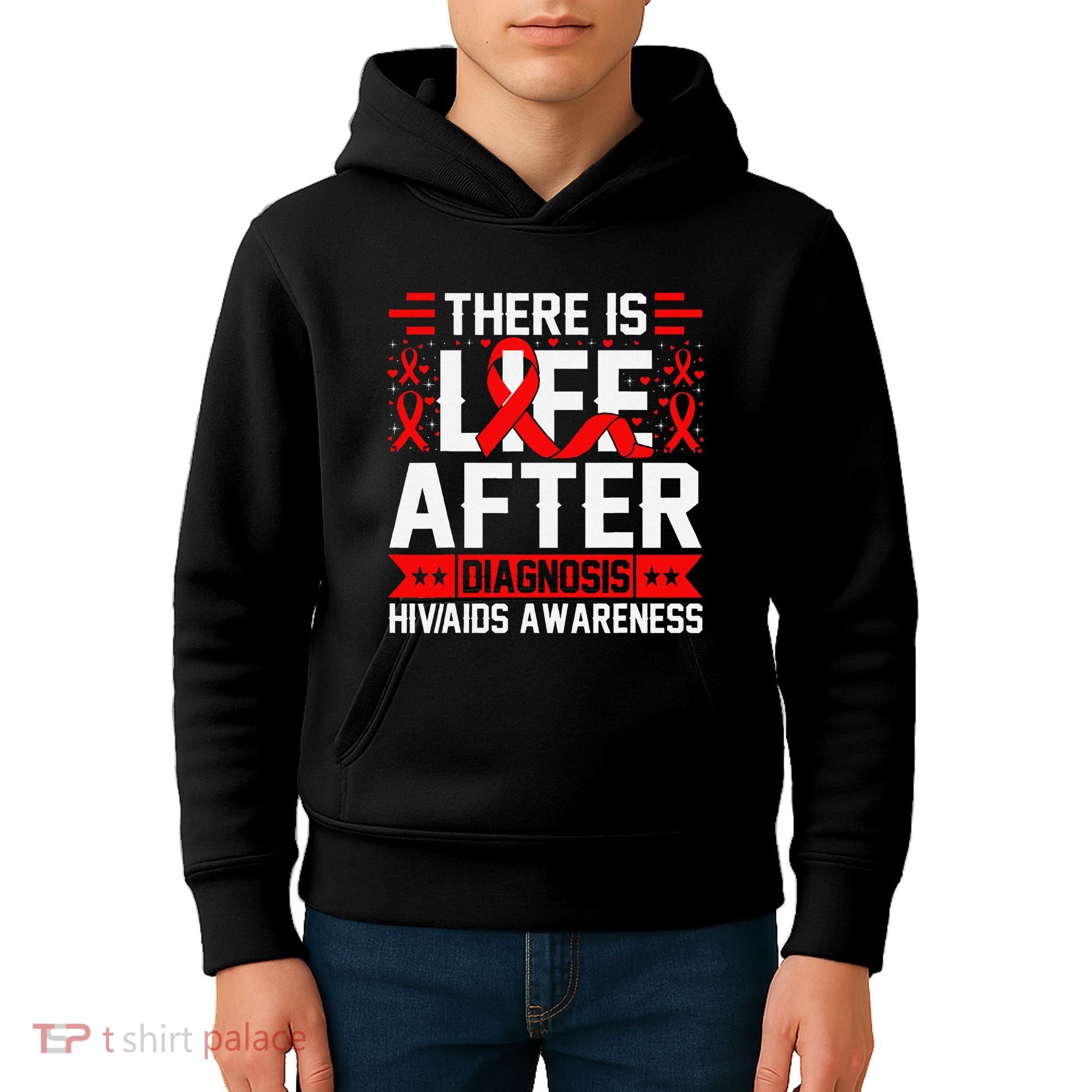 Hiv Awareness Red Ribbon World Aids Day Fighters Kids Hoodie