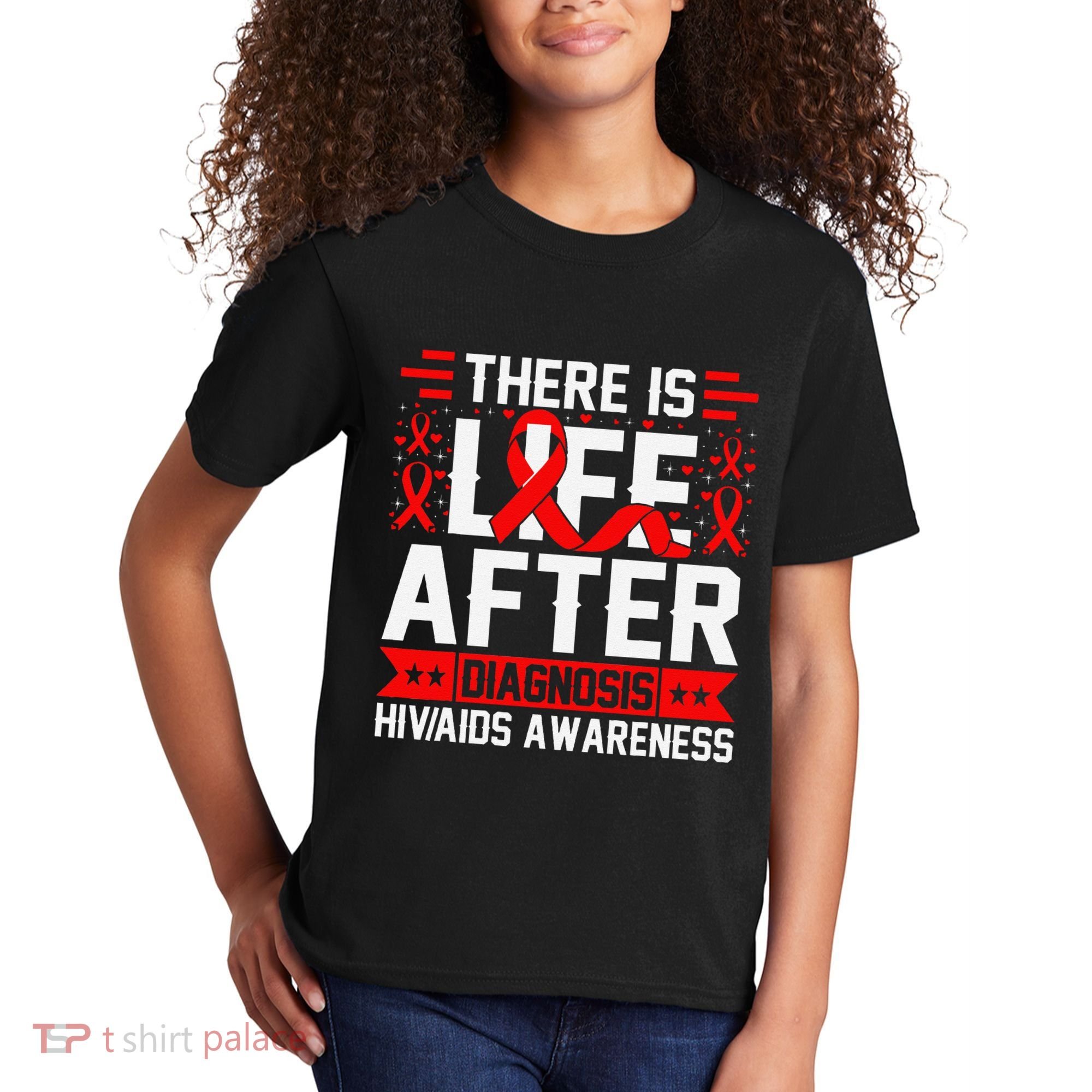 Hiv Awareness Red Ribbon World Aids Day Fighters Kids T-Shirt