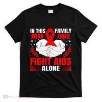 Hiv Awareness Red Ribbon World Aids Day Fighters T-Shirt thumb 0