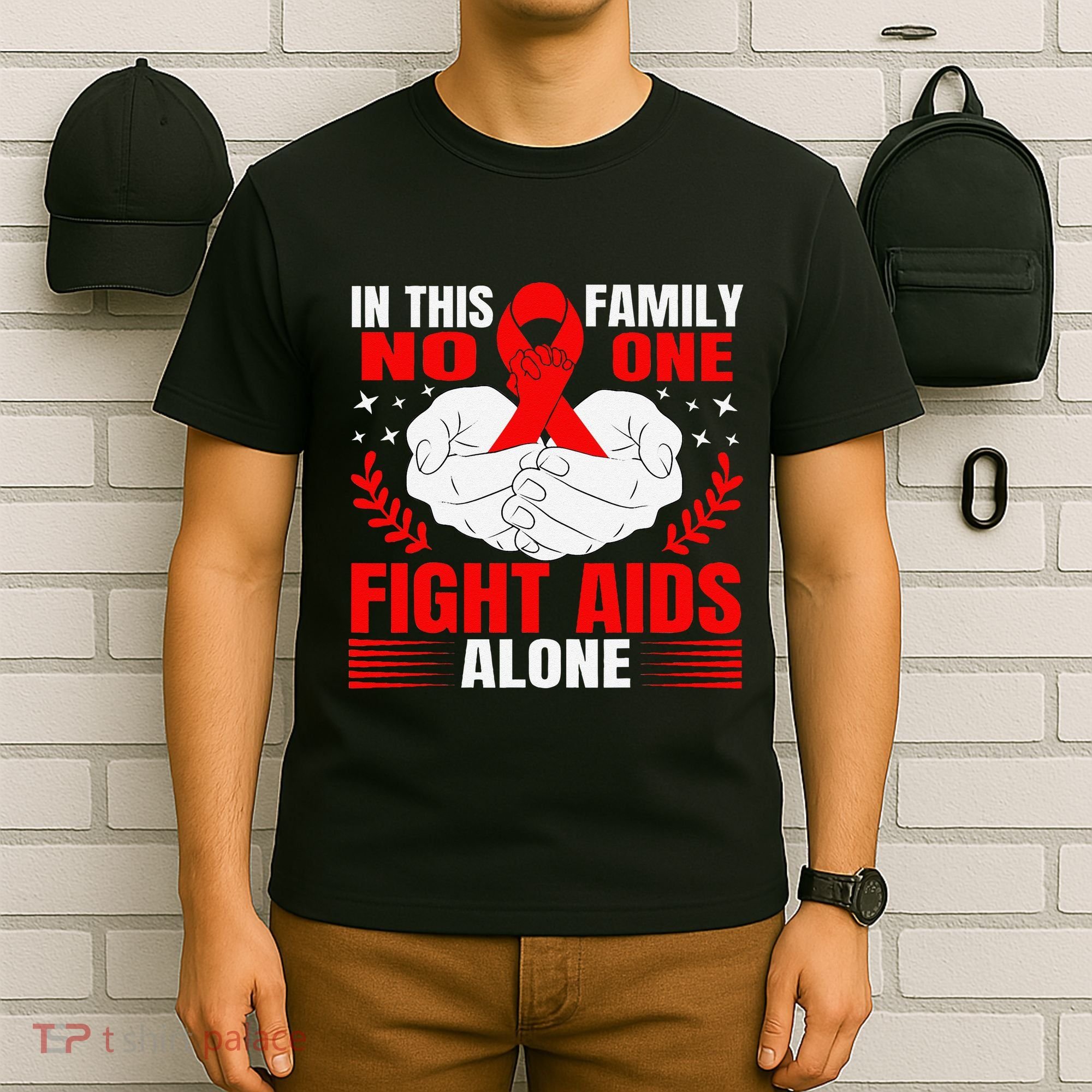 Hiv Awareness Red Ribbon World Aids Day Fighters T-Shirt