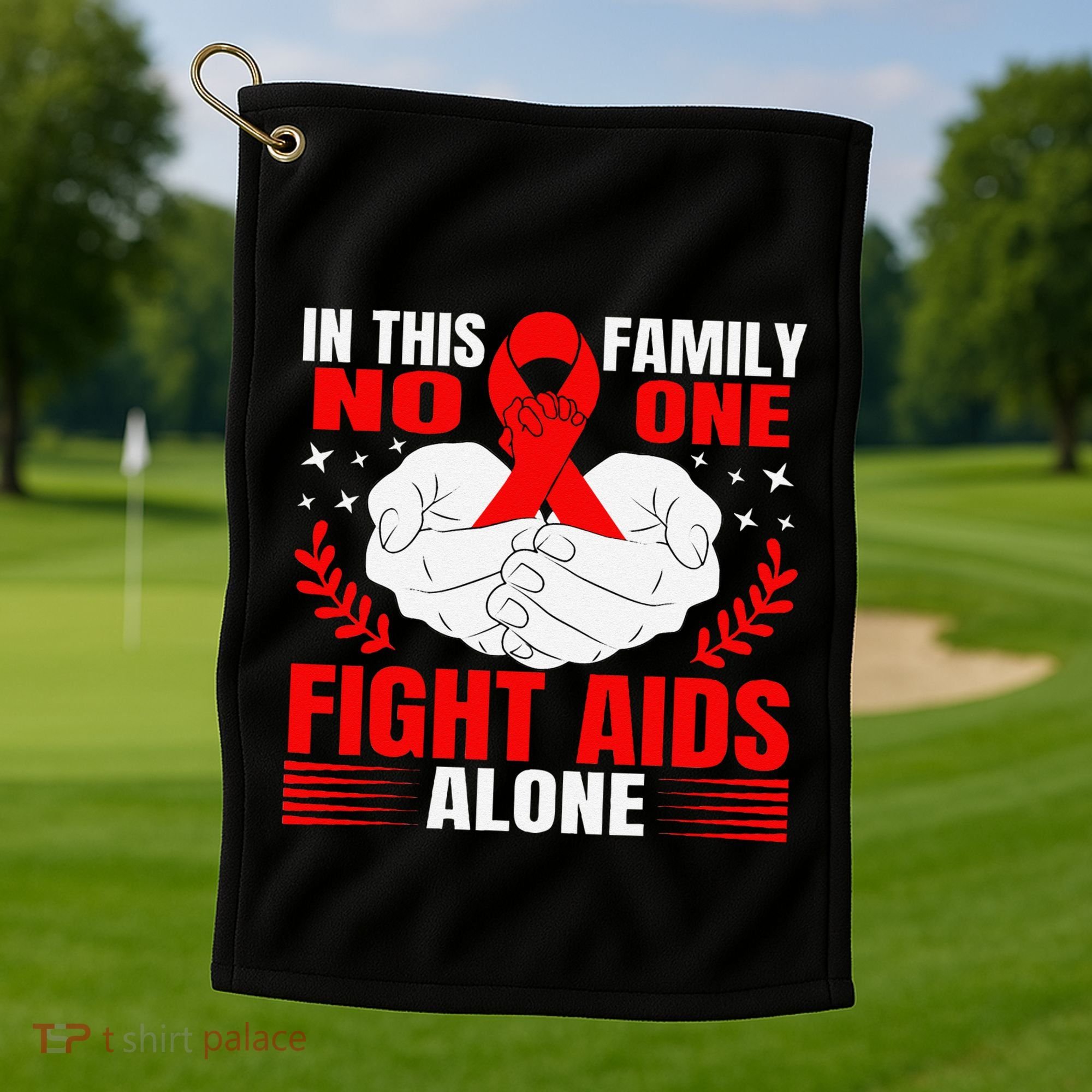 Hiv Awareness Red Ribbon World Aids Day Fighters Golf Towel