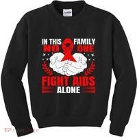 Hiv Awareness Red Ribbon World Aids Day Fighters Kids Sweatshirt thumb 0