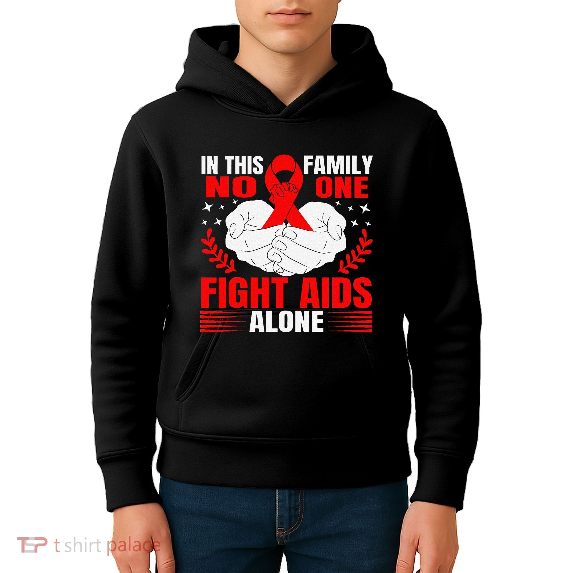 Hiv Awareness Red Ribbon World Aids Day Fighters Kids Hoodie