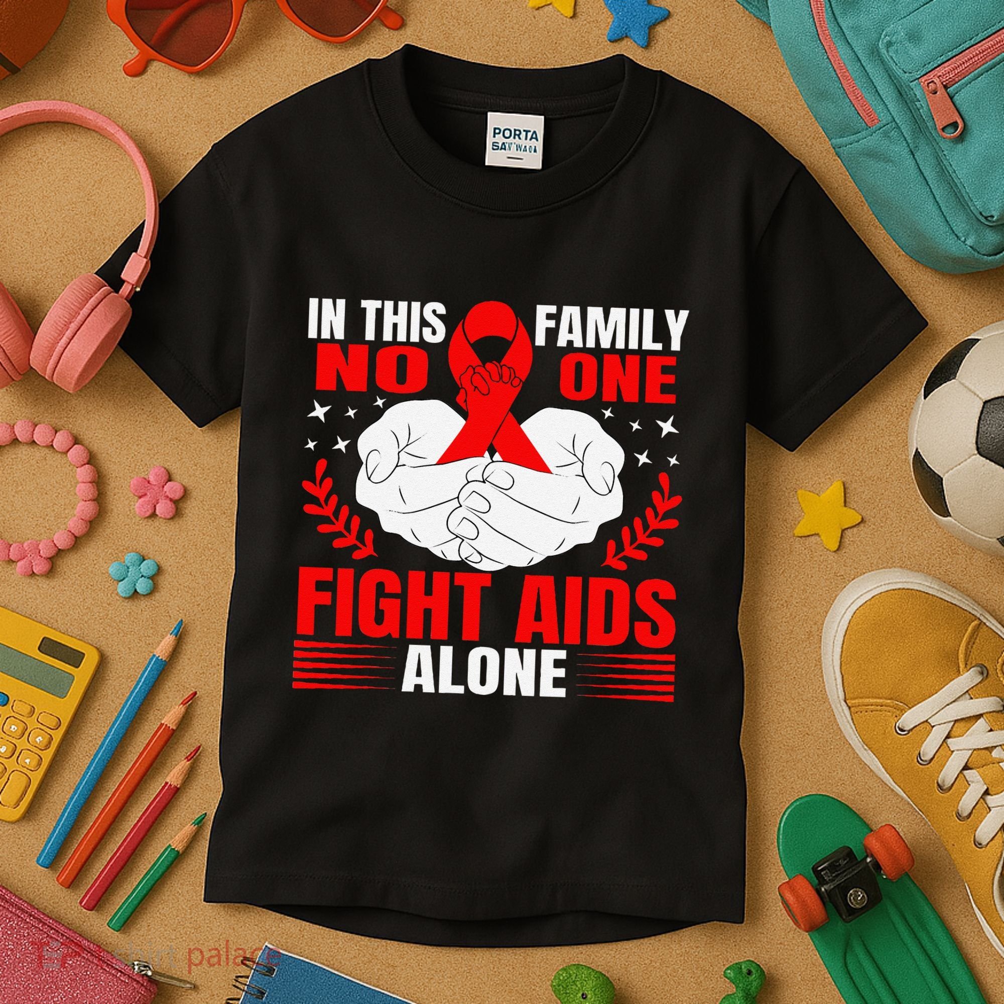 Hiv Awareness Red Ribbon World Aids Day Fighters Kids T-Shirt