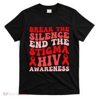Hiv Awareness Red Ribbon World Aids Day Fighters T-Shirt thumb 0