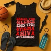 Hiv Awareness Red Ribbon World Aids Day Fighters Tank Top thumb 4