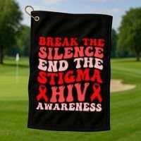 Hiv Awareness Red Ribbon World Aids Day Fighters Golf Towel thumb 1