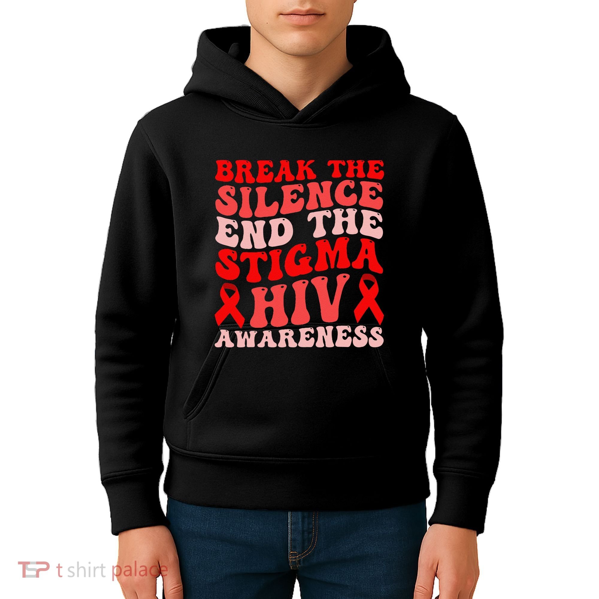 Hiv Awareness Red Ribbon World Aids Day Fighters Kids Hoodie