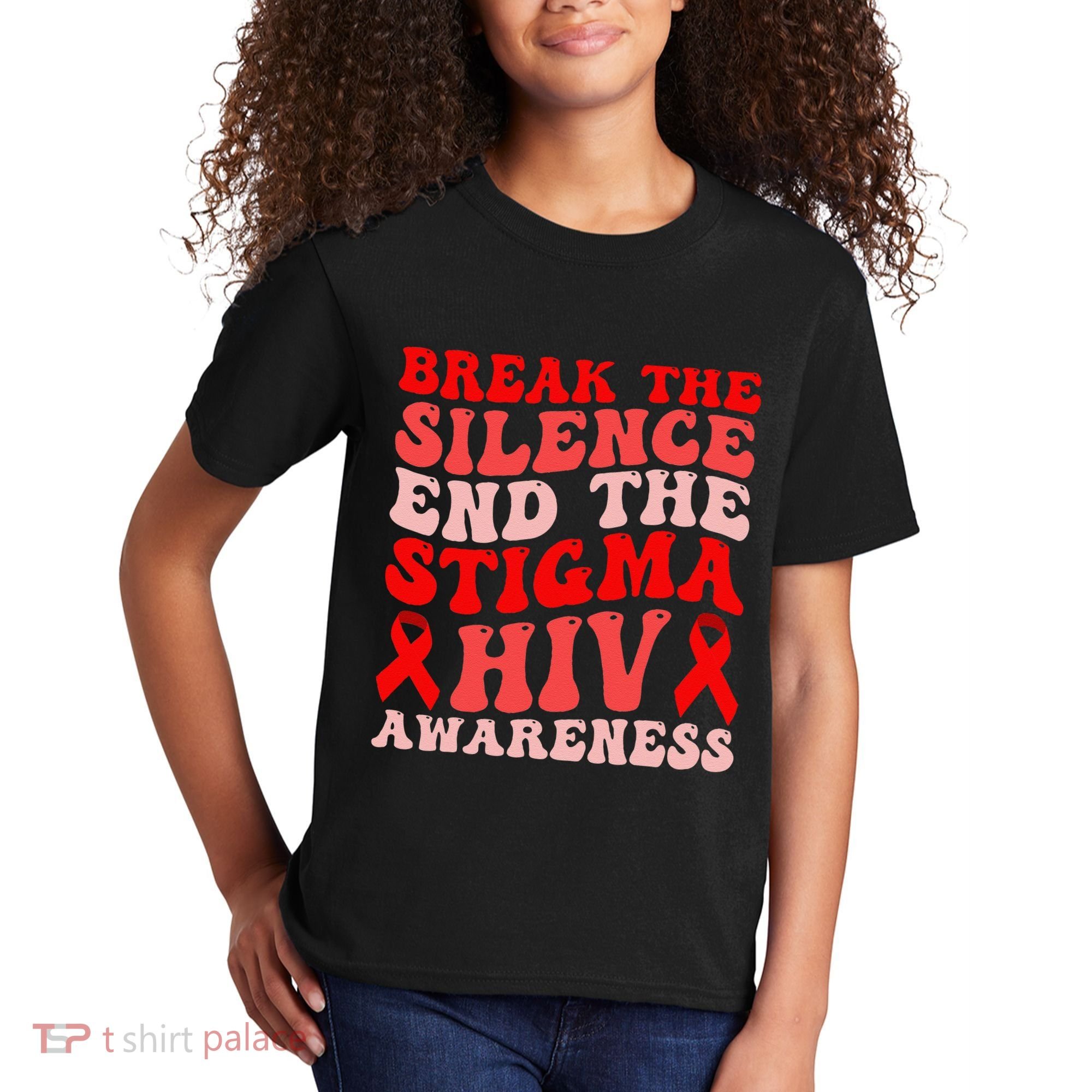 Hiv Awareness Red Ribbon World Aids Day Fighters Kids T-Shirt