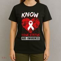 Hiv Awareness Red Ribbon World Aids Day Fighters T-Shirt thumb 4