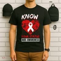 Hiv Awareness Red Ribbon World Aids Day Fighters T-Shirt thumb 6