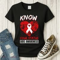 Hiv Awareness Red Ribbon World Aids Day Fighters Women's T-Shirt thumb 3