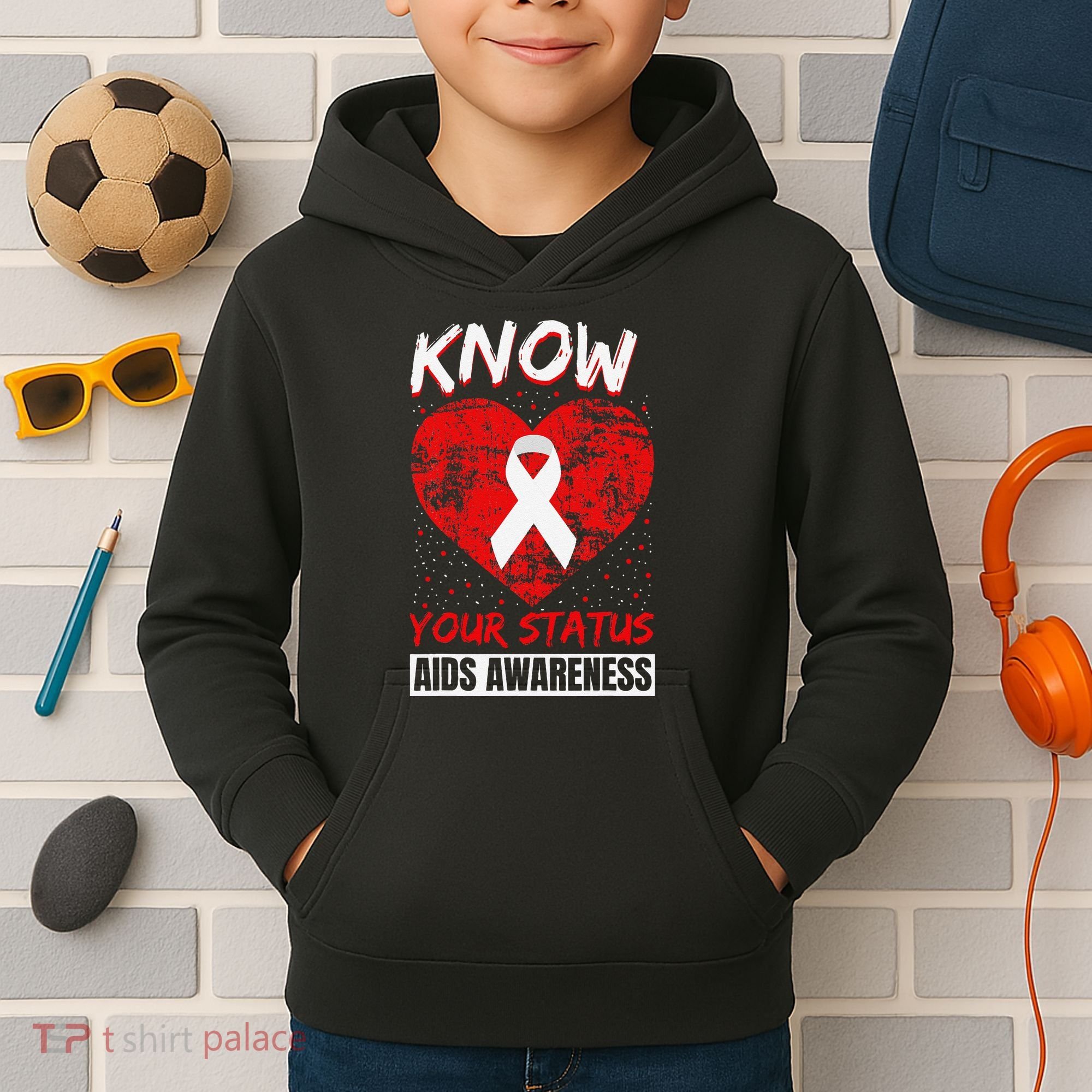 Hiv Awareness Red Ribbon World Aids Day Fighters Kids Hoodie