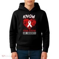 Hiv Awareness Red Ribbon World Aids Day Fighters Kids Hoodie thumb 4
