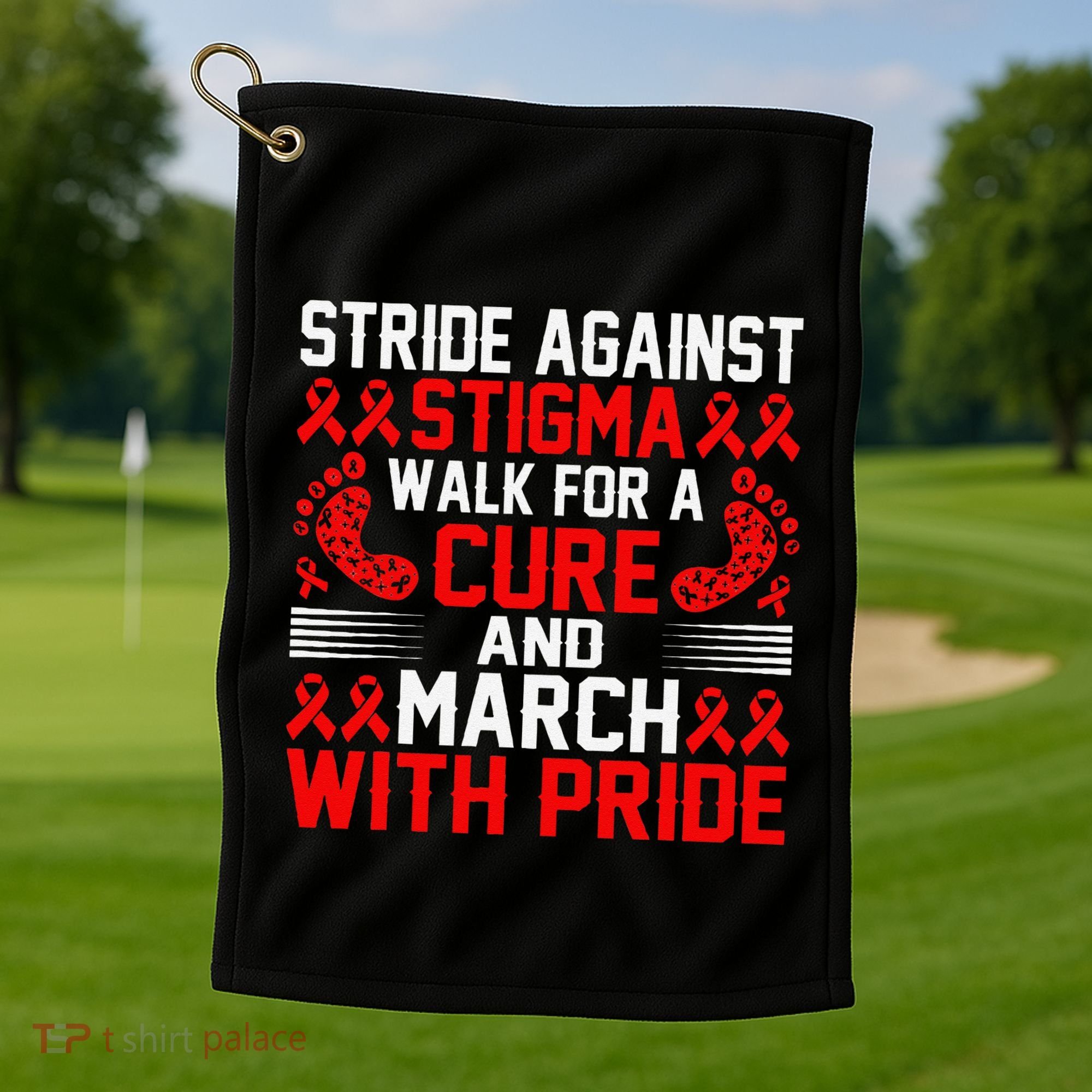 Hiv Awareness Red Ribbon World Aids Day Fighters Golf Towel