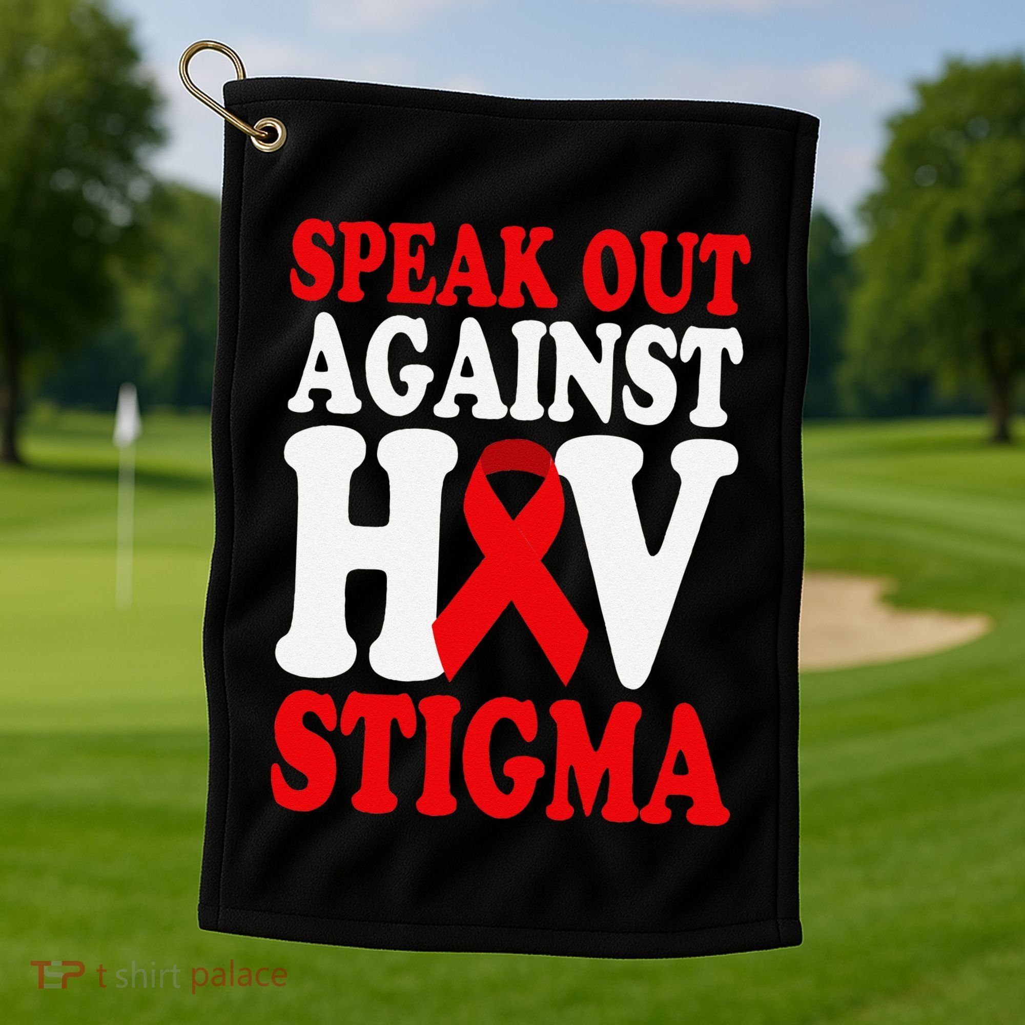 Hiv Awareness Red Ribbon World Aids Day Fighters Golf Towel