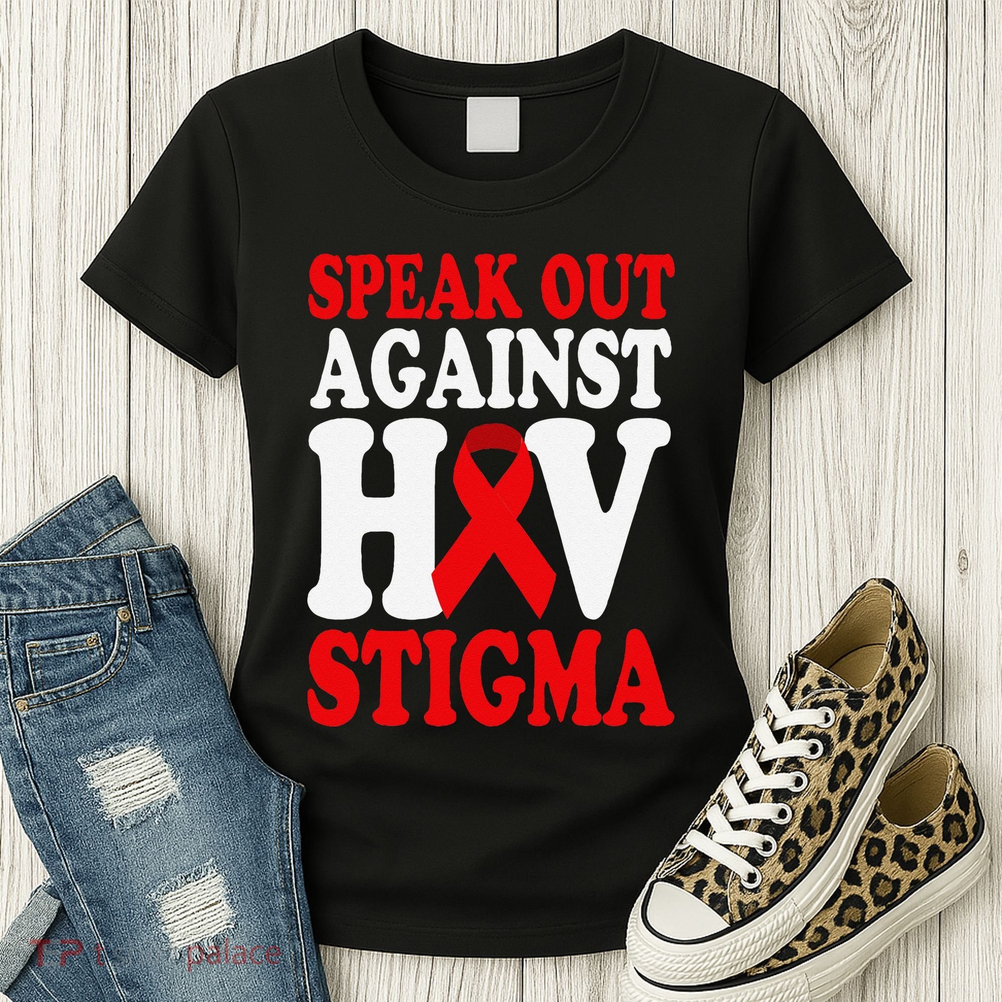 Hiv Awareness Red Ribbon World Aids Day Fighters Women's T-Shirt