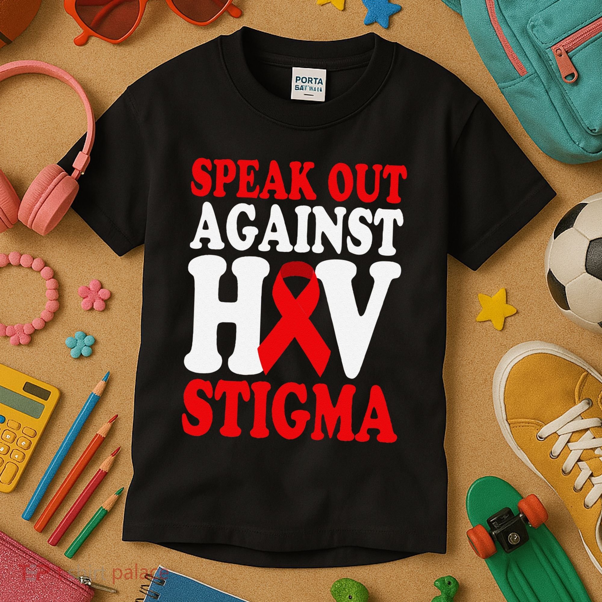 Hiv Awareness Red Ribbon World Aids Day Fighters Kids T-Shirt