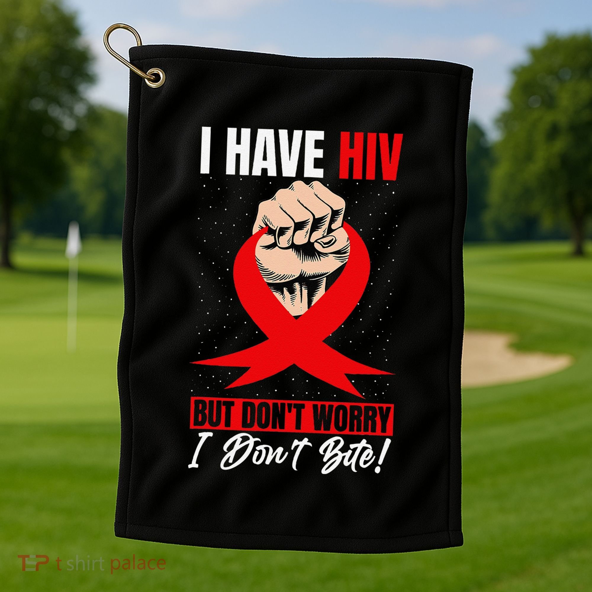 Hiv Awareness Red Ribbon World Aids Day Fighters Golf Towel