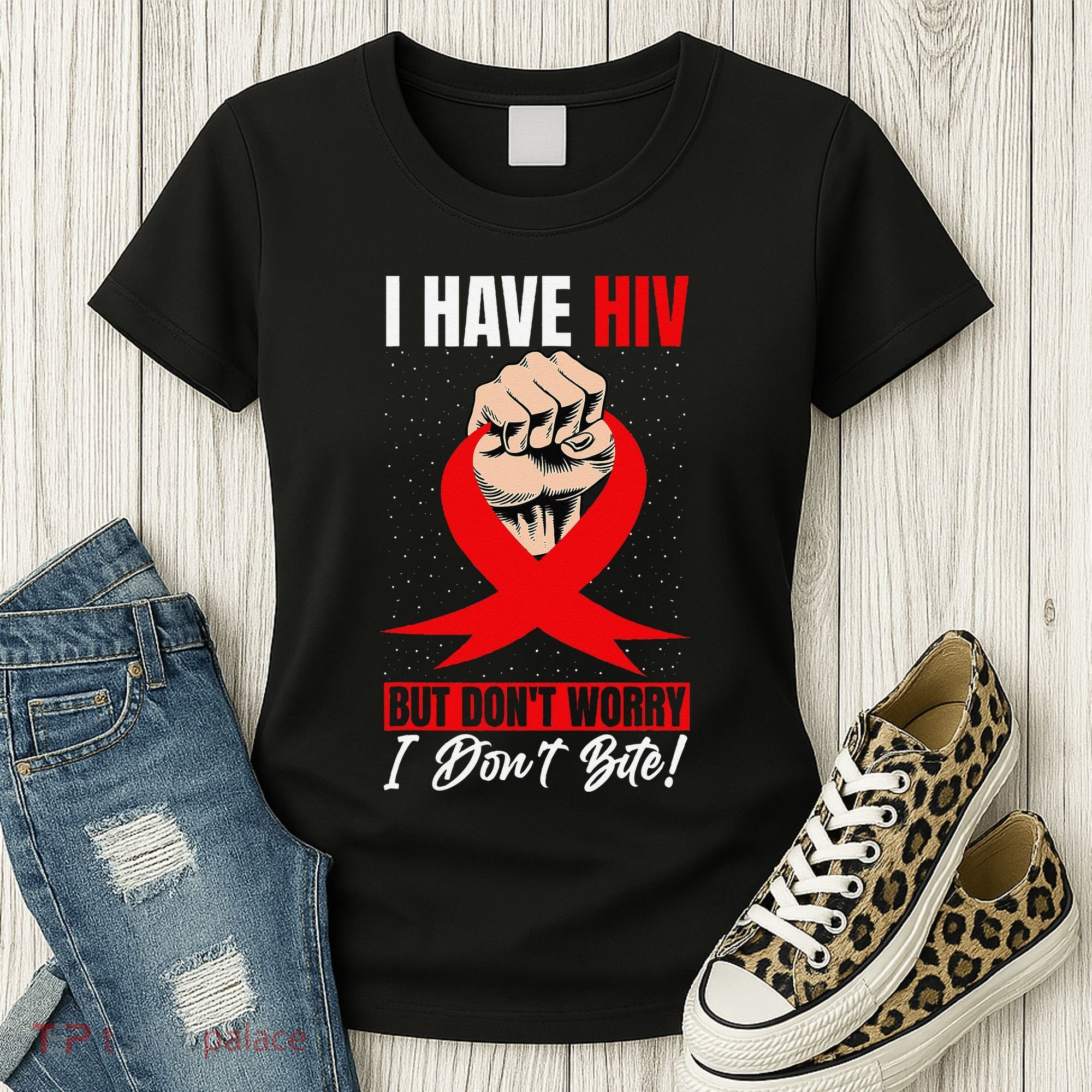 Hiv Awareness Red Ribbon World Aids Day Fighters Women's T-Shirt