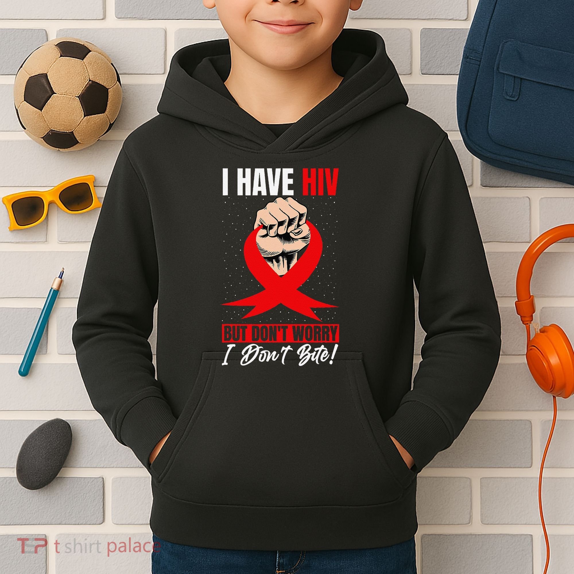 Hiv Awareness Red Ribbon World Aids Day Fighters Kids Hoodie