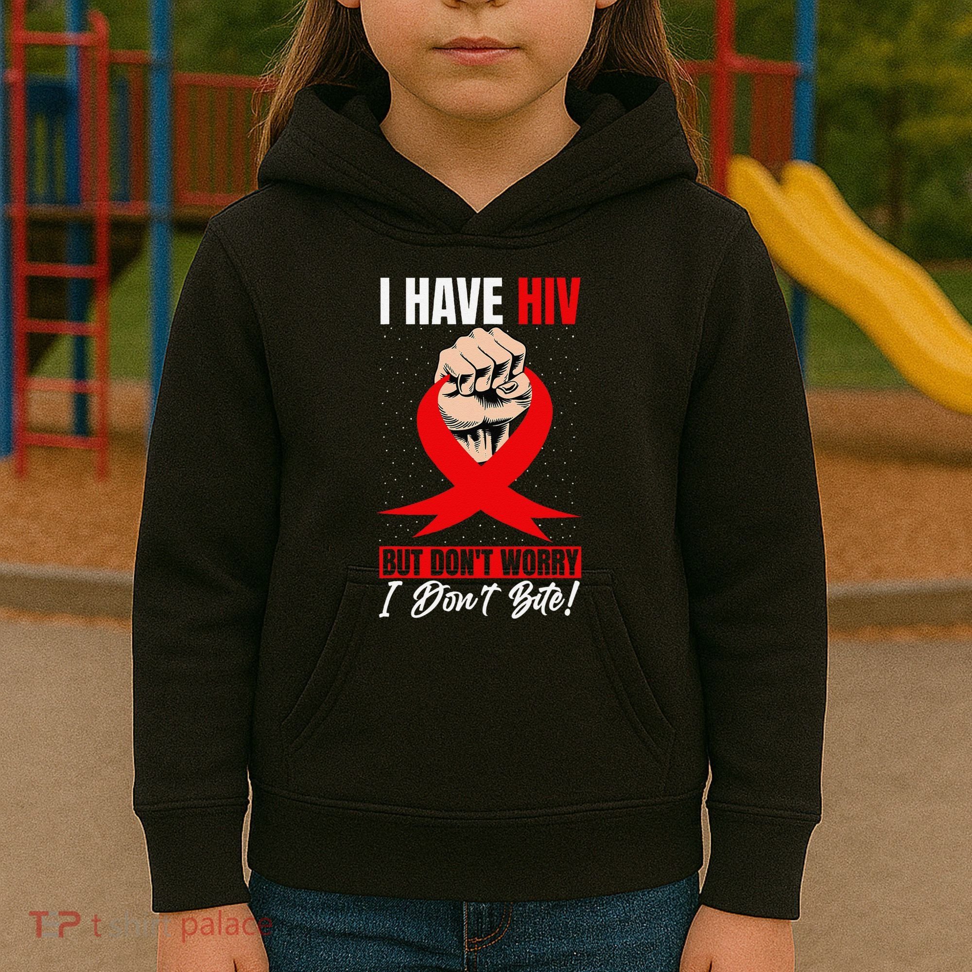 Hiv Awareness Red Ribbon World Aids Day Fighters Kids Hoodie