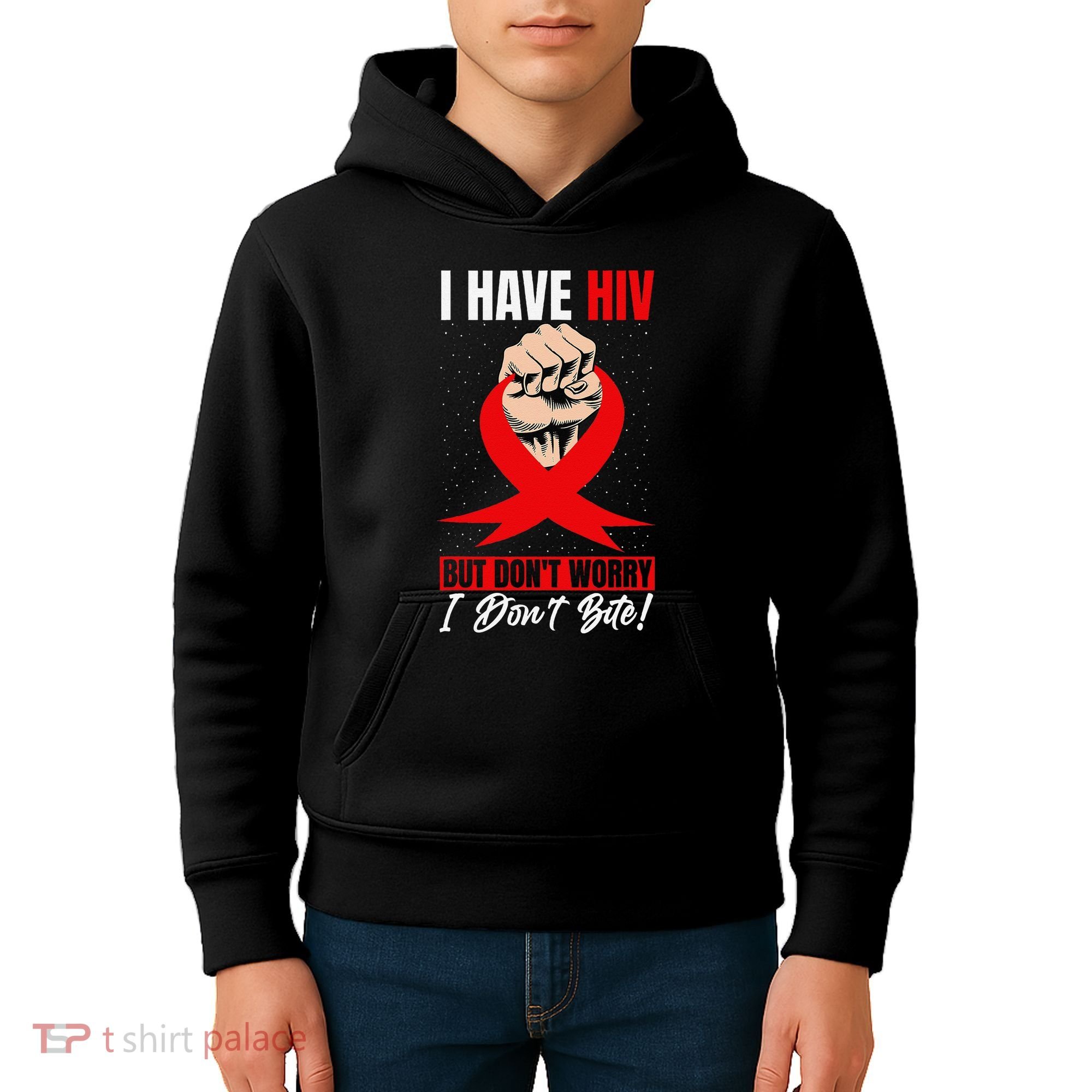 Hiv Awareness Red Ribbon World Aids Day Fighters Kids Hoodie