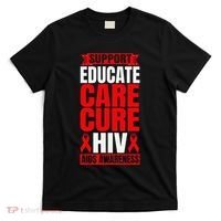 Hiv Awareness Red Ribbon World Aids Day Fighters T-Shirt thumb 0
