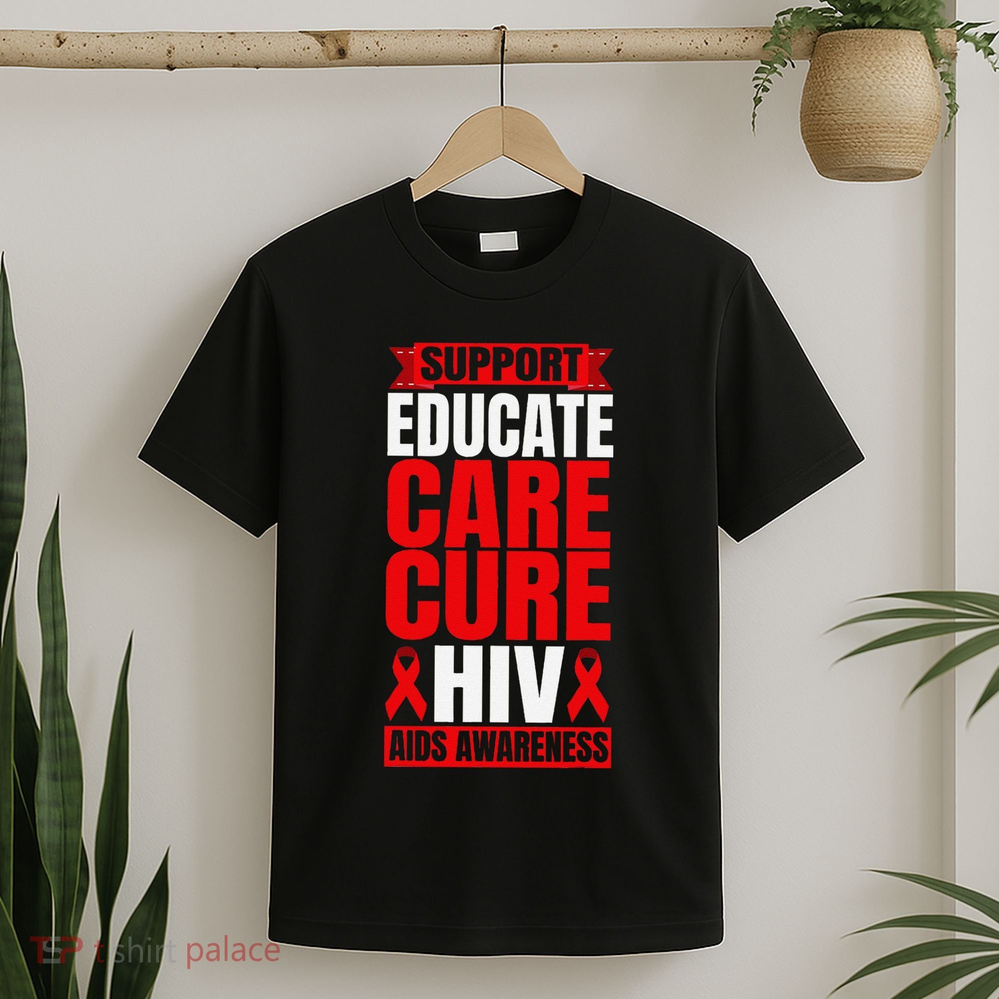 Hiv Awareness Red Ribbon World Aids Day Fighters T-Shirt