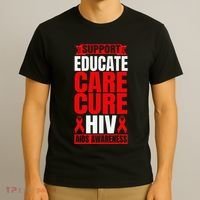 Hiv Awareness Red Ribbon World Aids Day Fighters T-Shirt thumb 3