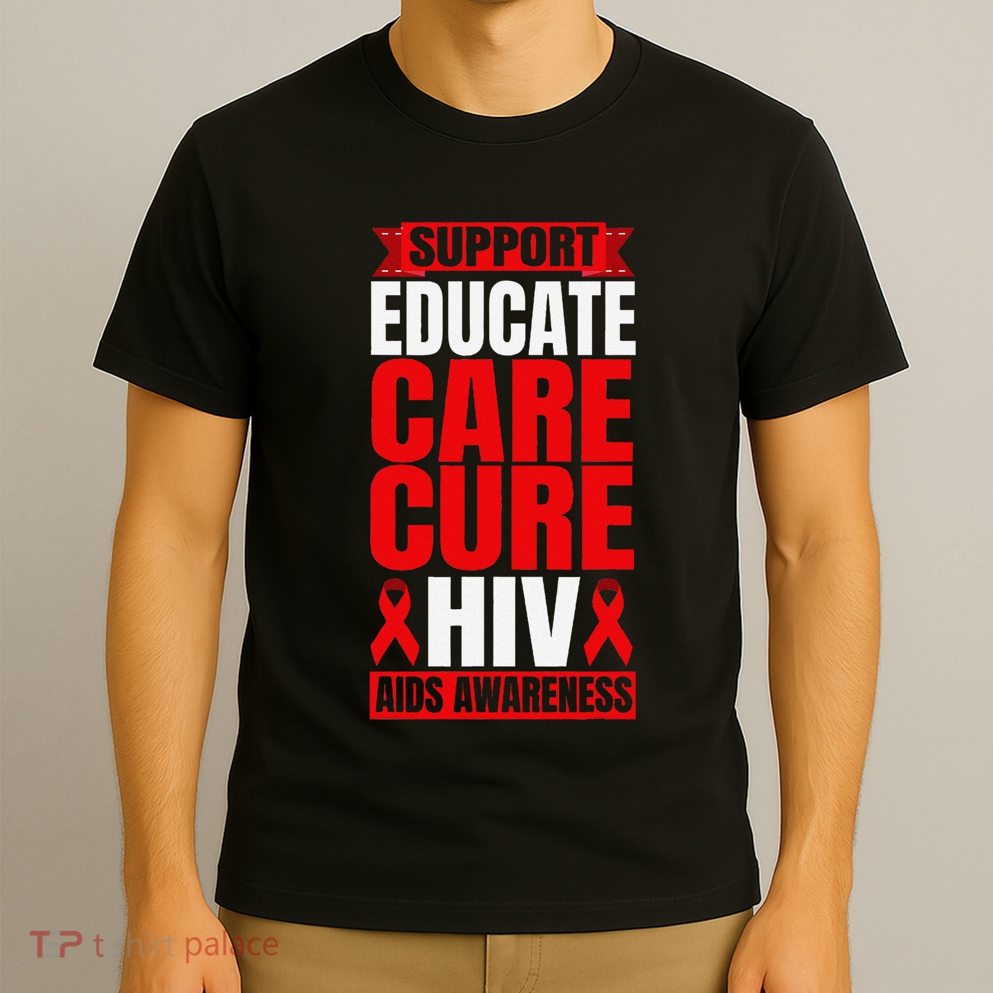 Hiv Awareness Red Ribbon World Aids Day Fighters T-Shirt