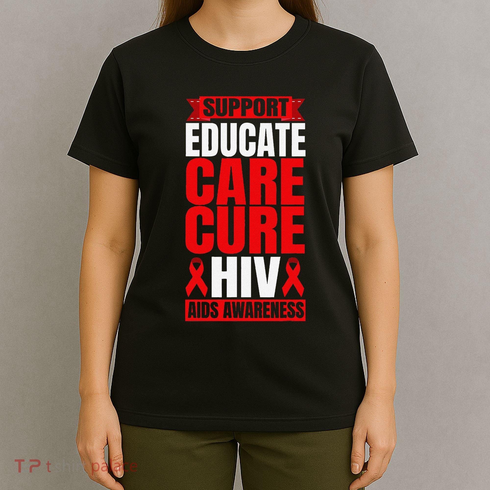 Hiv Awareness Red Ribbon World Aids Day Fighters T-Shirt