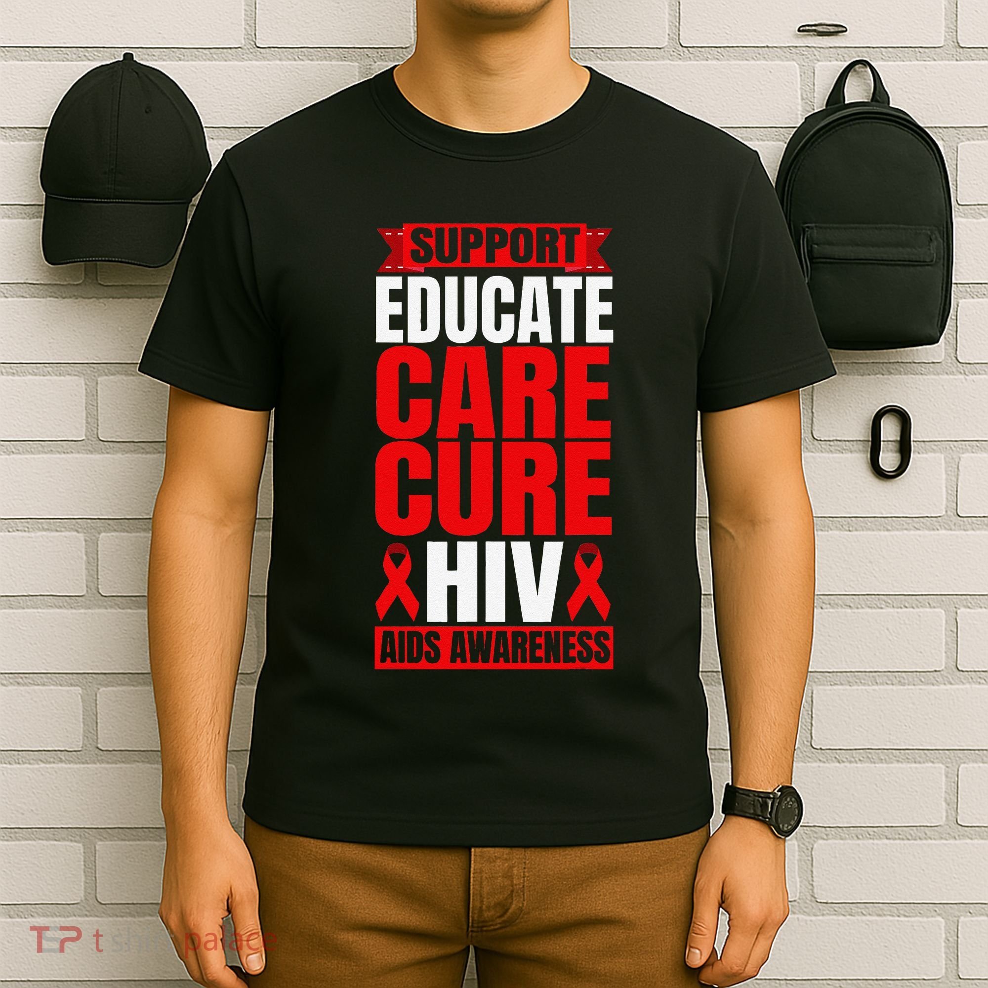 Hiv Awareness Red Ribbon World Aids Day Fighters T-Shirt