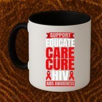 Hiv Awareness Red Ribbon World Aids Day Fighters Coffee Mug thumb 2