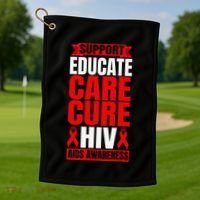 Hiv Awareness Red Ribbon World Aids Day Fighters Golf Towel thumb 1