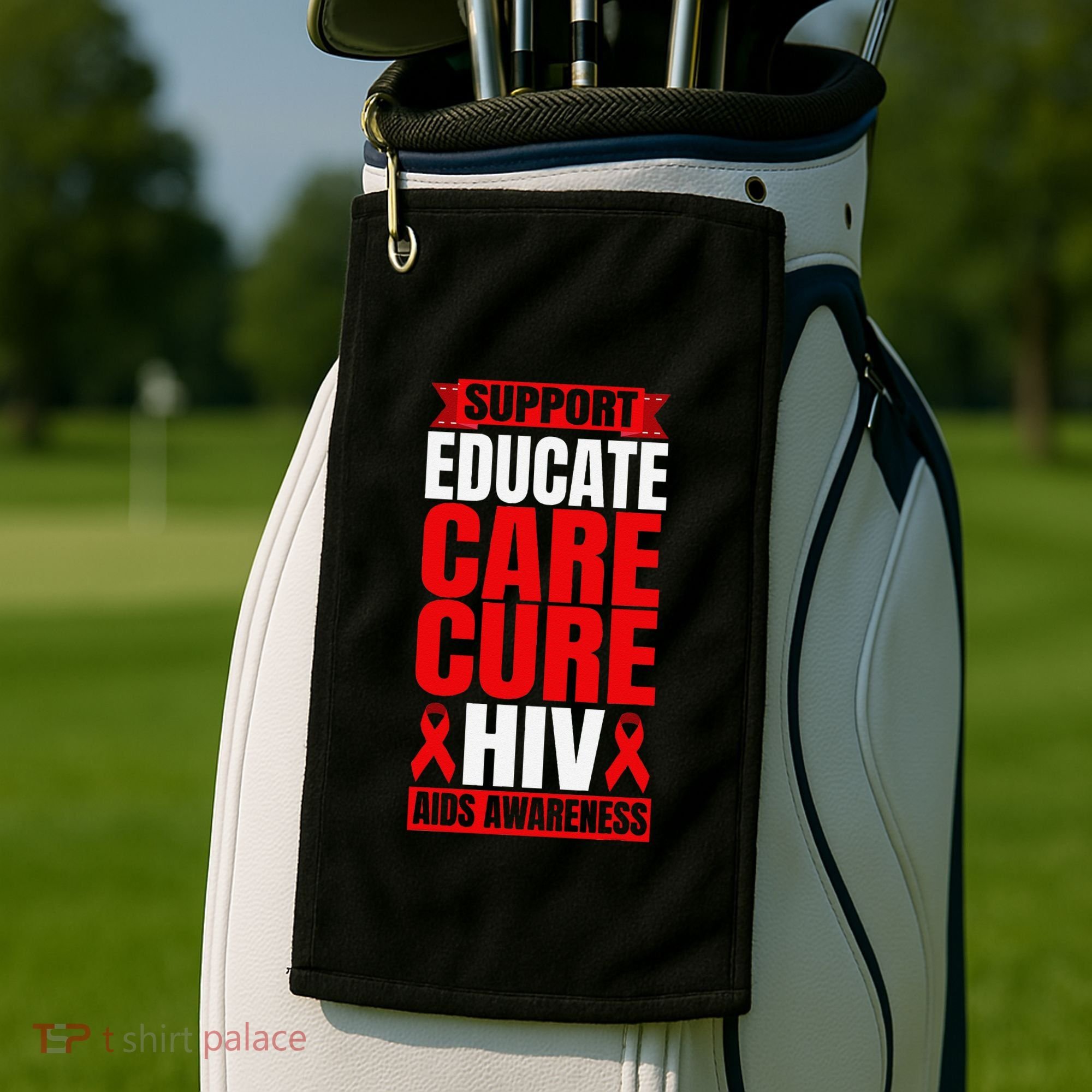 Hiv Awareness Red Ribbon World Aids Day Fighters Golf Towel