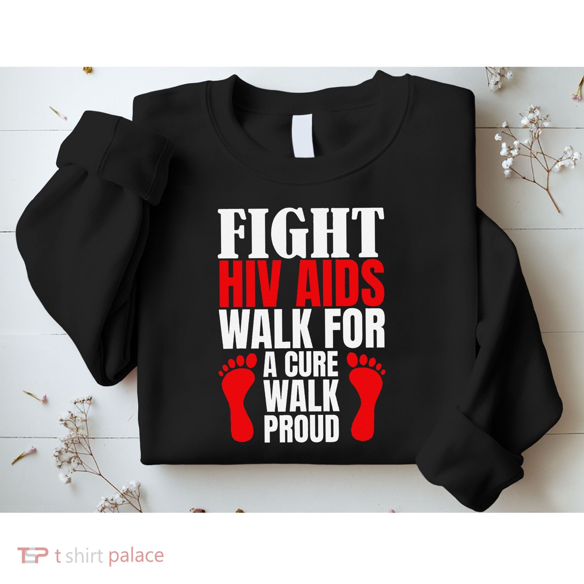 Hiv Awareness Red Ribbon World Aids Day Fighters Sweatshirt