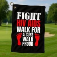 Hiv Awareness Red Ribbon World Aids Day Fighters Golf Towel thumb 1