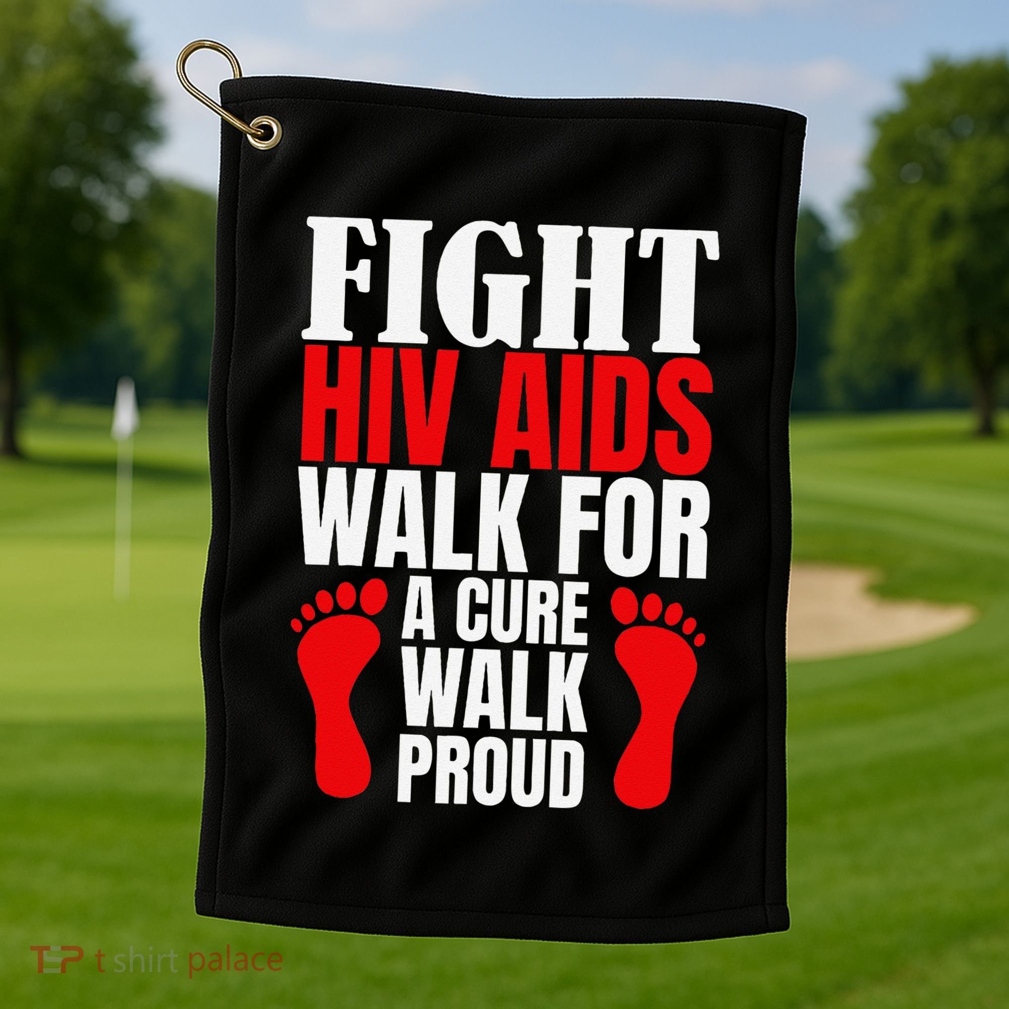 Hiv Awareness Red Ribbon World Aids Day Fighters Golf Towel